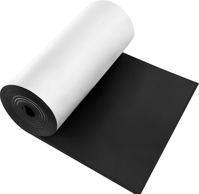 YOGHAVRS Adhesive Foam Roll Neoprene Sponge Foam Sheet Roll Closed Cell Insulation Closed Cell Foam Sheet Soundproof Foam Padding (Black, 12x59x1/8 Inches) - Image 1